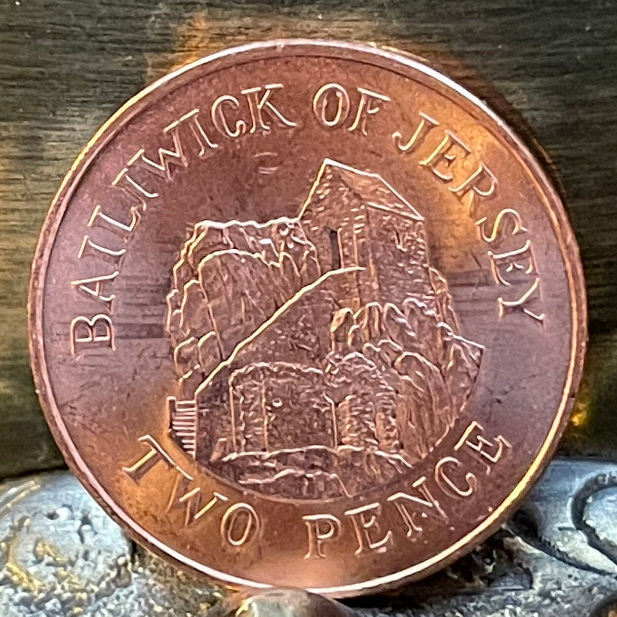 Hermitage of St Helier 2 Pence Jersey Authentic Coin Money for Jewelry and Craft Making (Bailiwick of Jersey)