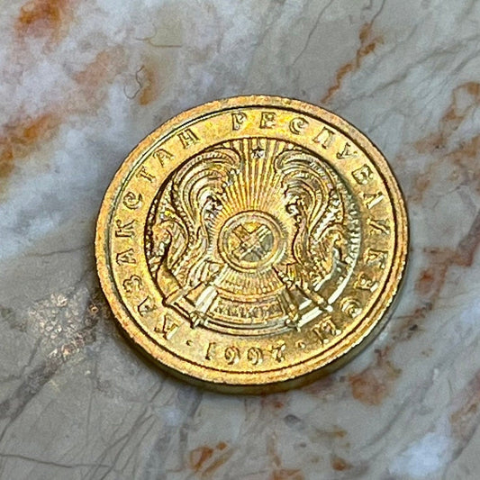 Tulpar Winged Horses 1 Tenge Kazakhstan Authentic Coin Money for Jewelry and Craft Making