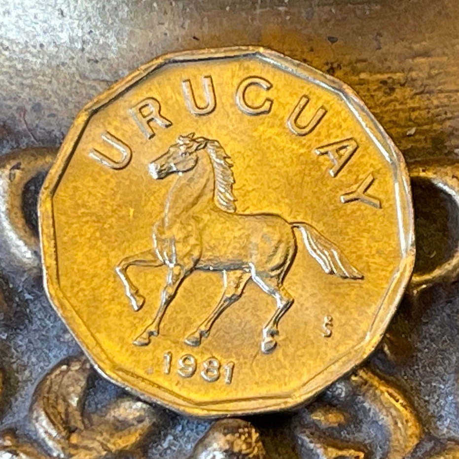 Horse of Liberty 10 Centesimos Uruguay Authentic Coin Money for Jewelry and Craft Making