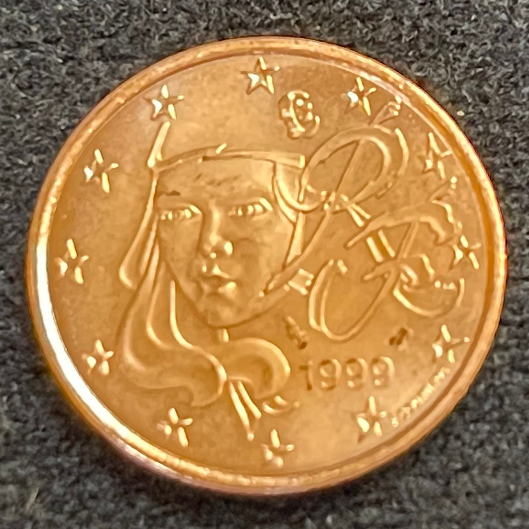 Marianne 5 Euro Cents France Authentic Coin Money for Jewelry and Craft Making