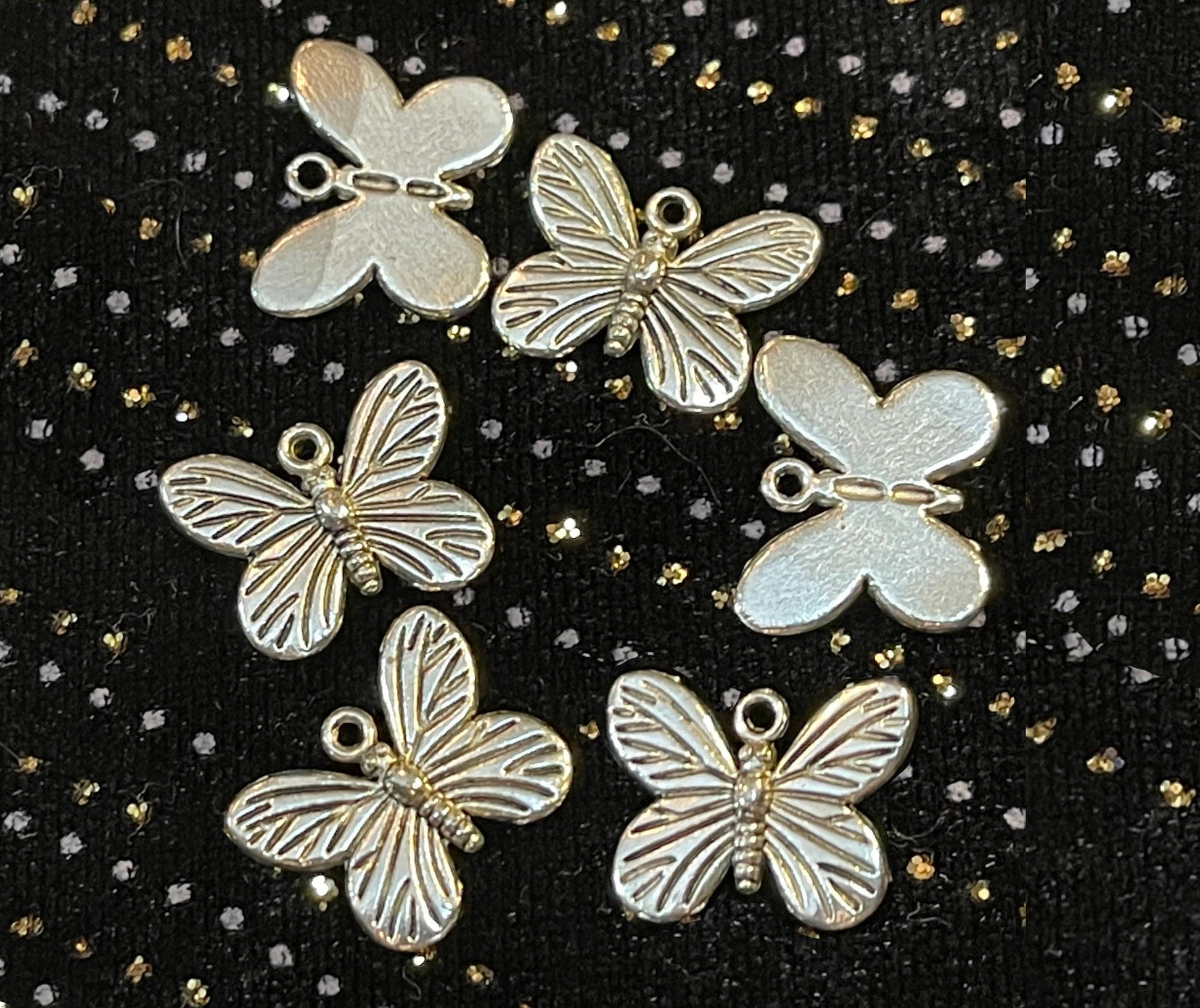 Butterfly charm - 12x17 mm - Antique Silver plated - garden themed boho pendant drop for personalized jewelry