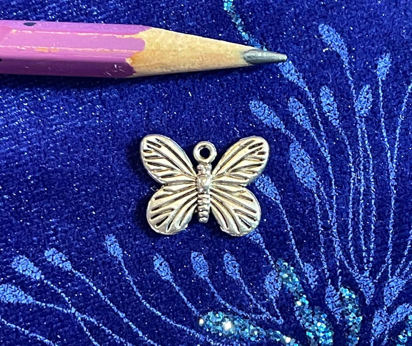 Butterfly charm - 12x17 mm - Antique Silver plated - garden themed boho pendant drop for personalized jewelry
