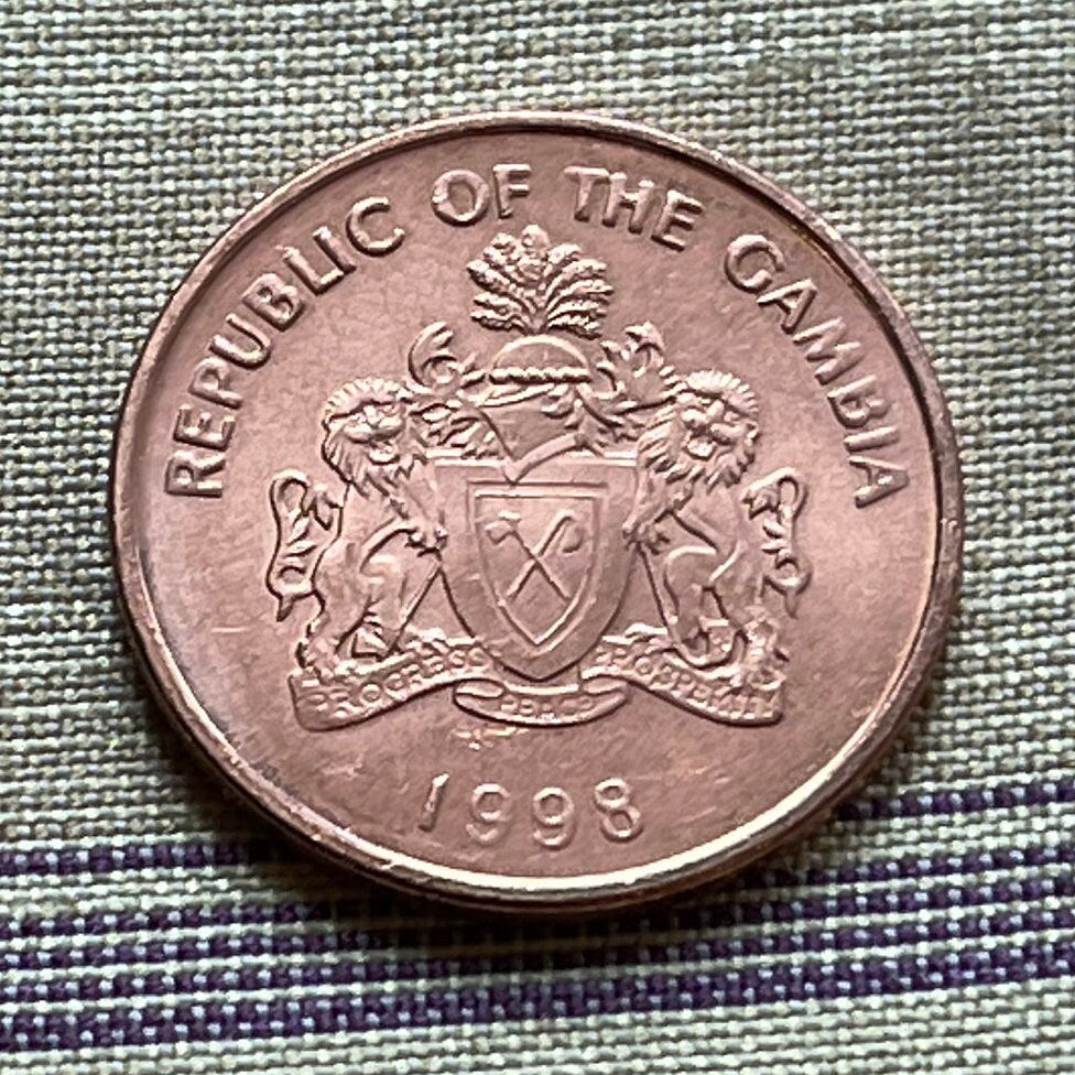 Sailboat 5 Bututs Gambia Authentic Coin Money for Jewelry and Craft Making