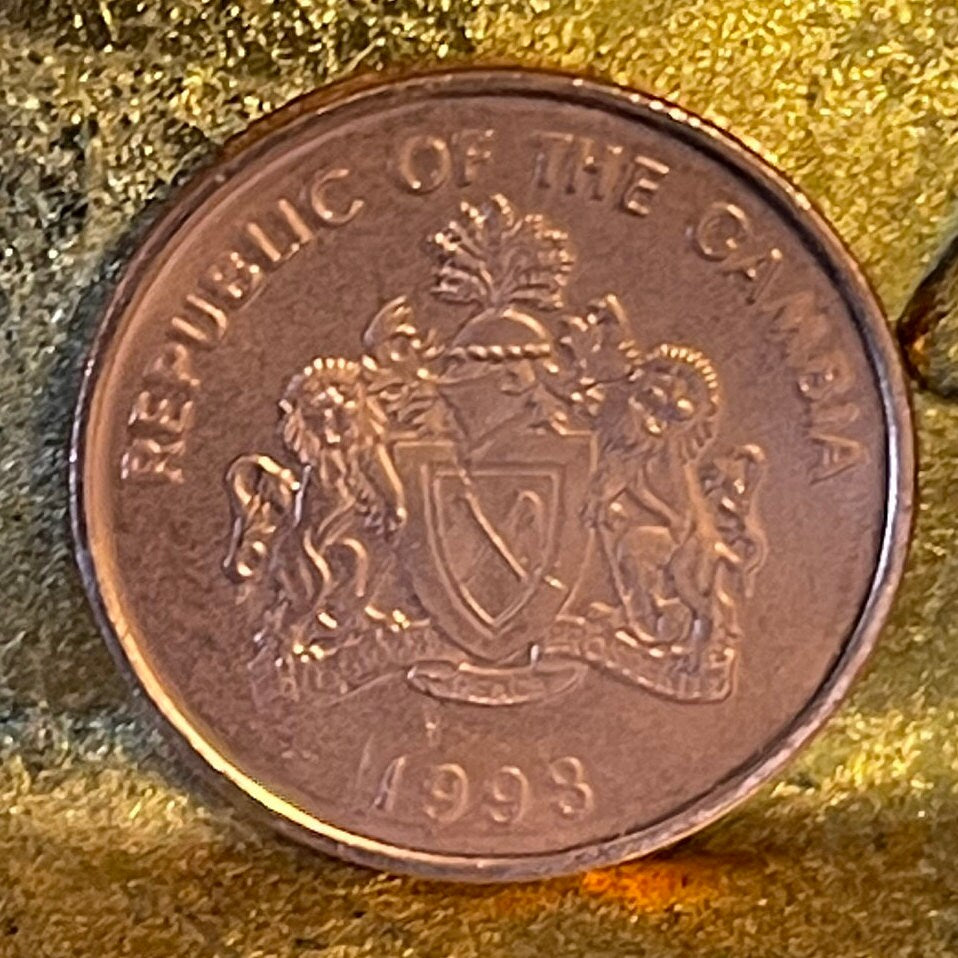 Sailboat 5 Bututs Gambia Authentic Coin Money for Jewelry and Craft Making