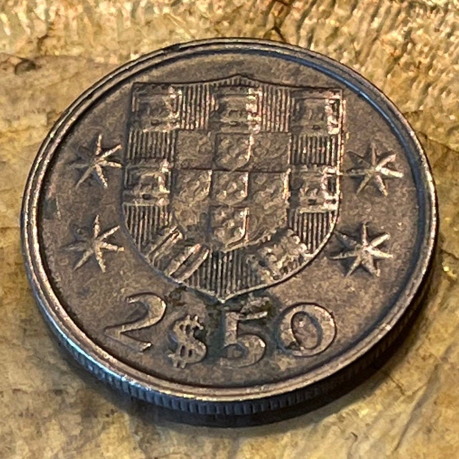 Caravel Ship 2 1/2 Escudos Portugal Authentic Coin Money for Jewelry and Craft Making