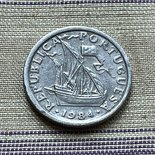 Caravel Ship 2 1/2 Escudos Portugal Authentic Coin Money for Jewelry and Craft Making