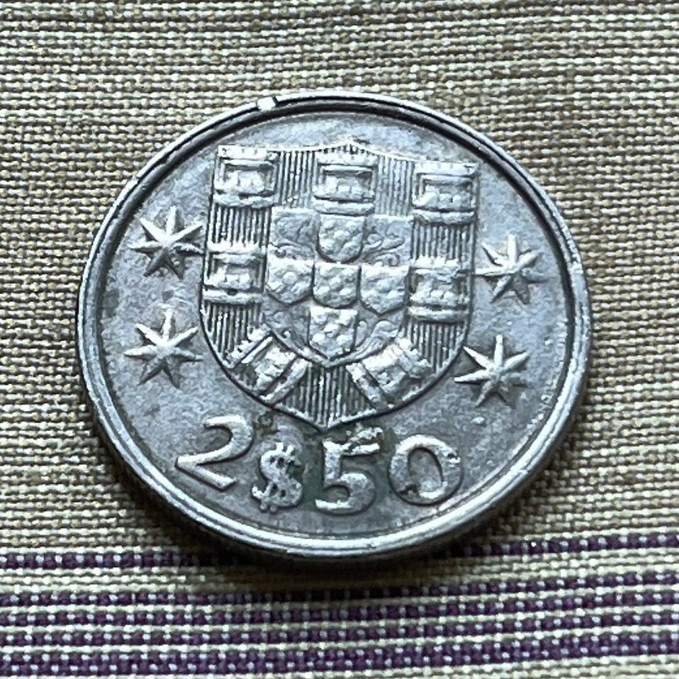 Caravel Ship 2 1/2 Escudos Portugal Authentic Coin Money for Jewelry and Craft Making