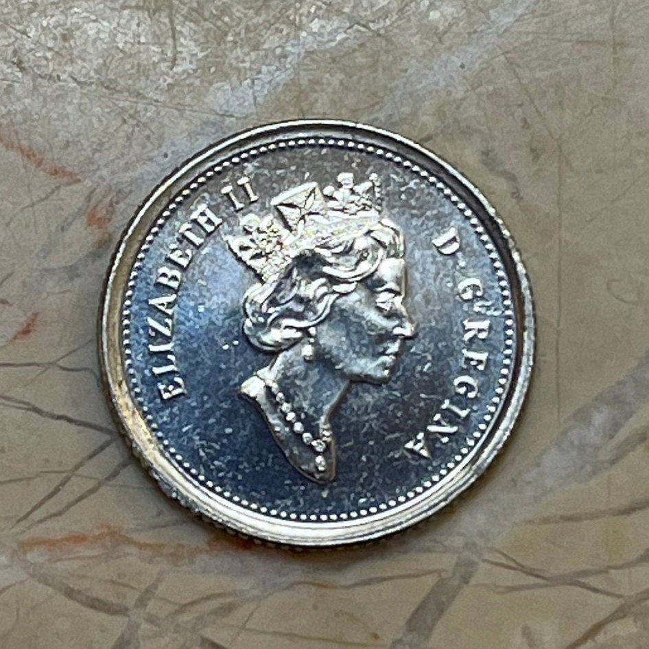 Bluenose Schooner & Queen Elizabeth Canada Ship 10 Cents Dime Authentic Coin Money for Jewelry and Craft Making