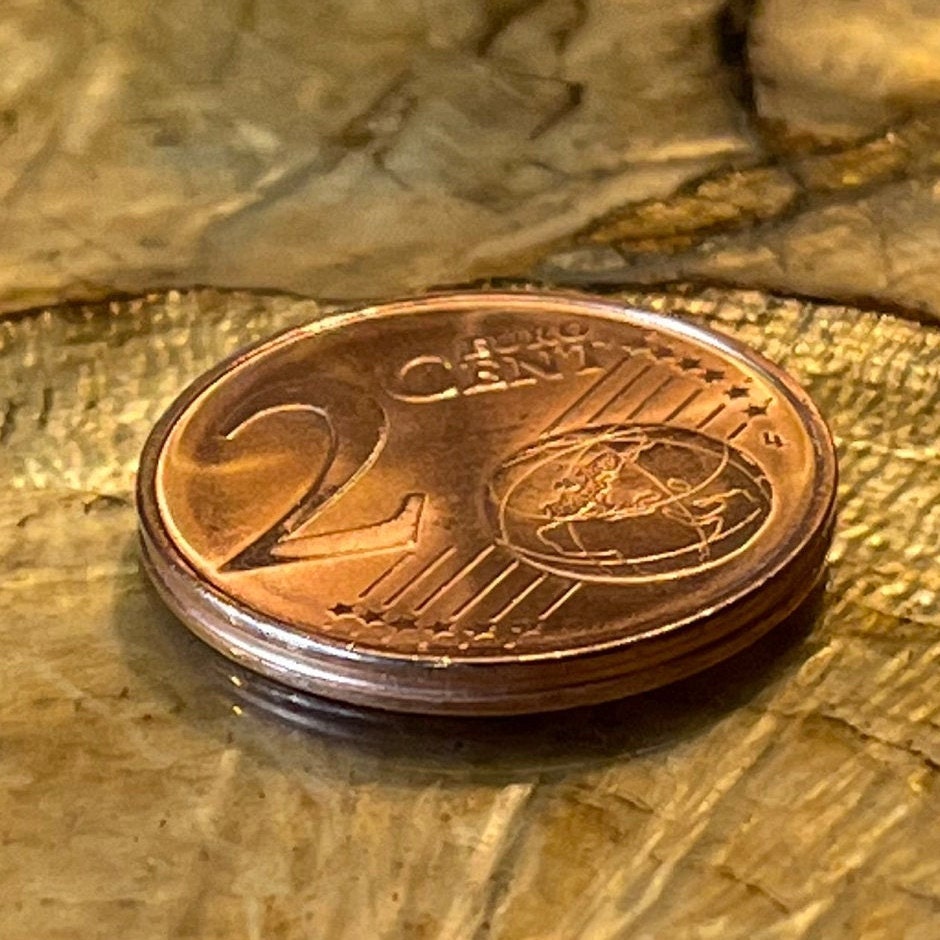 Corvette Greece 2 Euro Cents Authentic Coin Money for Jewelry and Craft Making