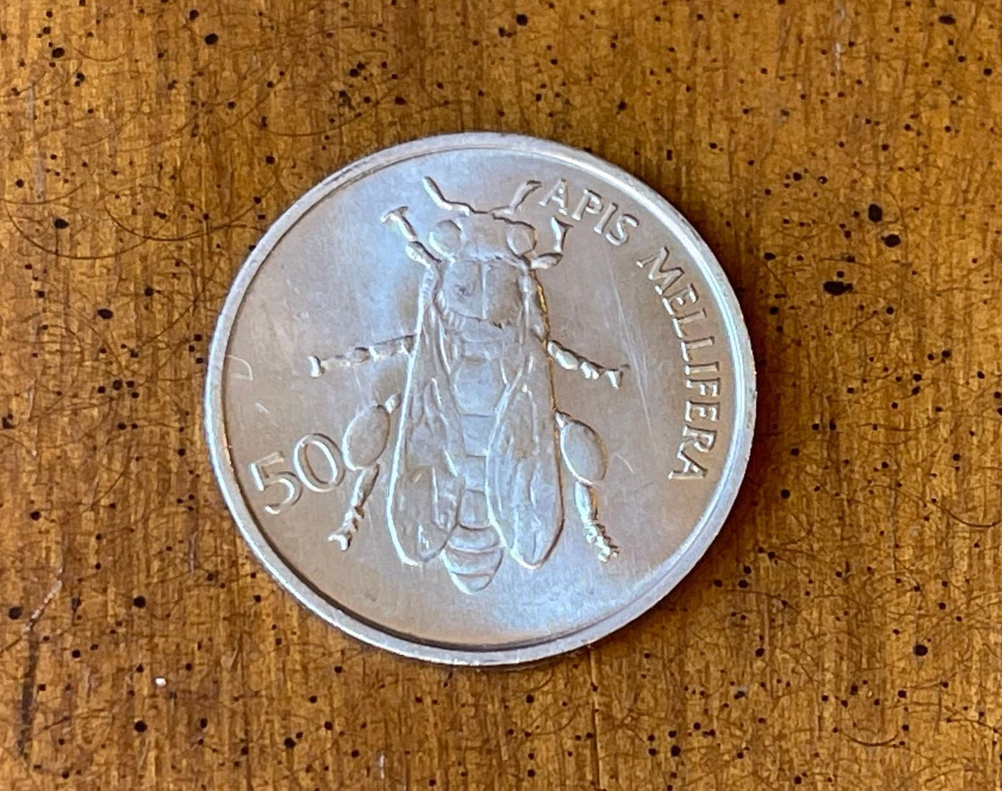 Honey Bee Slovenian Authentic Coin Money 50 Stotinov for Jewelry and Craft Making