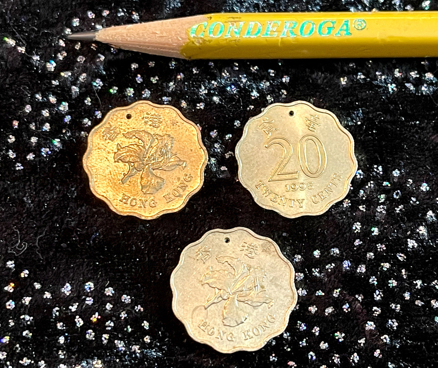Bauhinia Orchid 20 Cent Hong Kong Authentic Coin Money for Jewelry and Craft Making