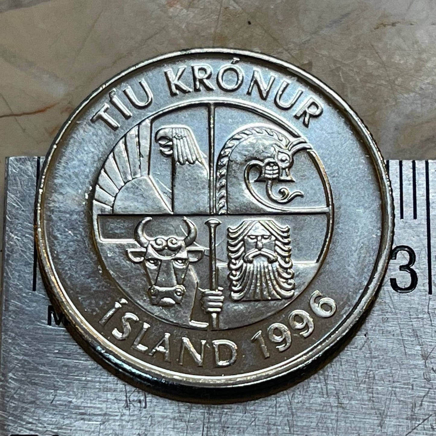 Capelin Fish & Landvaettir 10 Kronur Iceland Authentic Coin Money for Jewelry and Craft Making (Smelt)