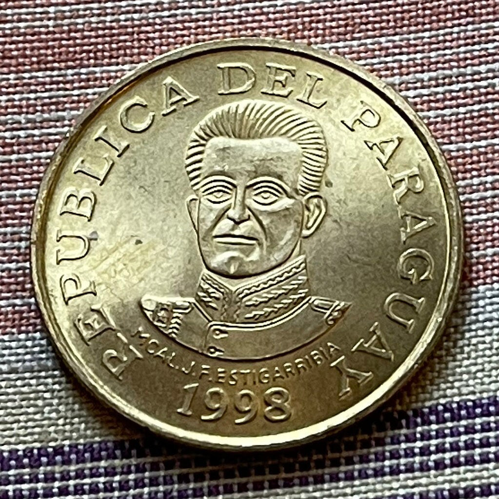 Acaray River Dam Paraguay 50 Guaranies Authentic Coin Money for Jewelry and Craft Making (Marshal José Félix Estigarribia)