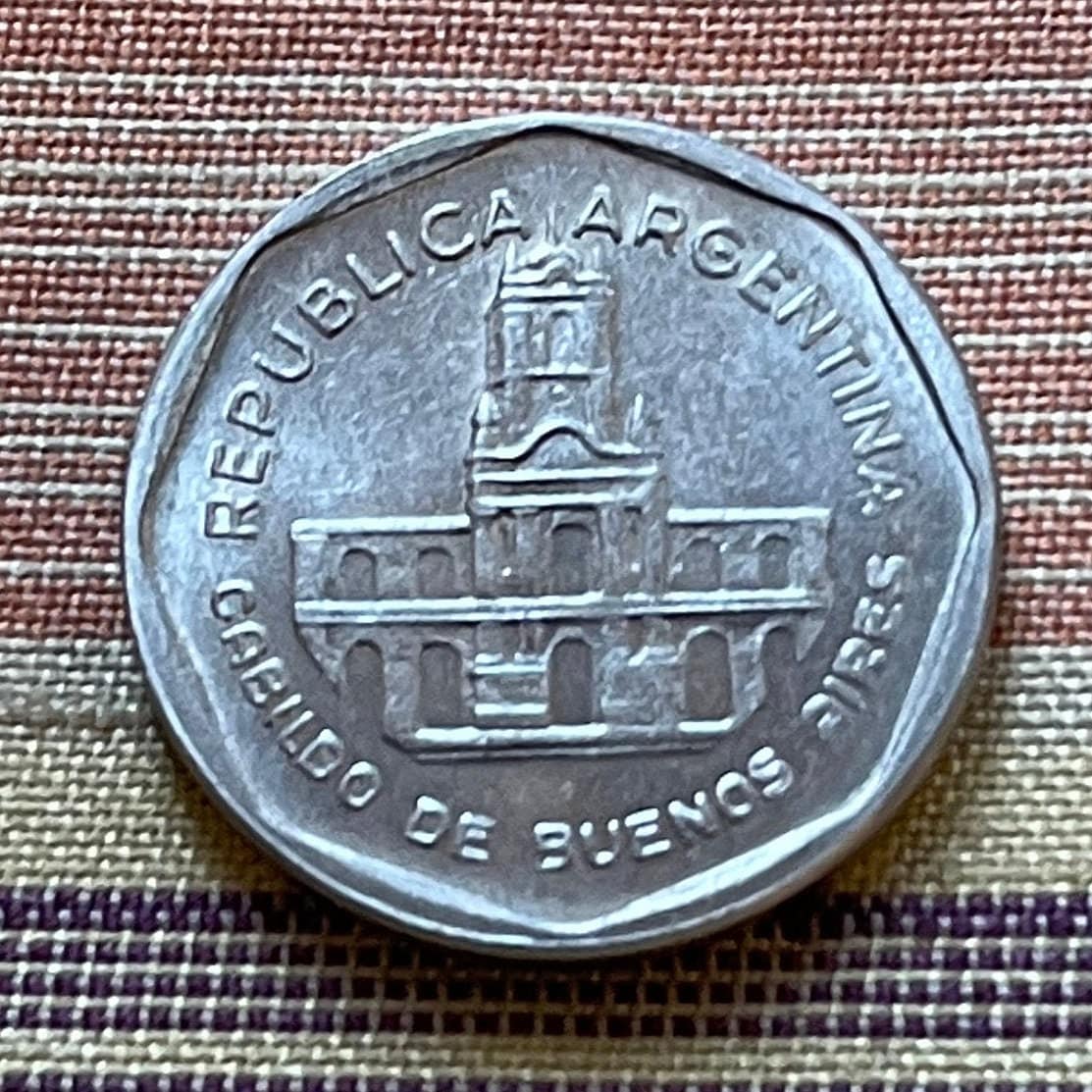 Buenos Aires City Hall 1 Austral Argentina Authentic Coin for Jewelry and Craft Making 1989