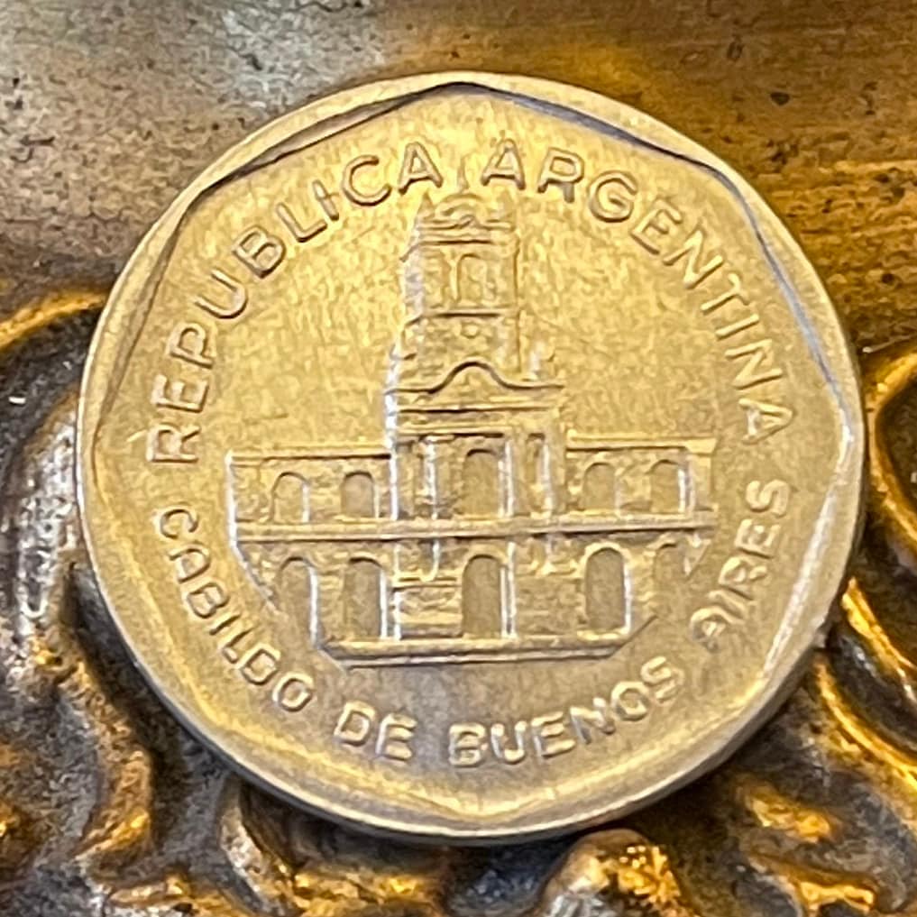 Buenos Aires City Hall 1 Austral Argentina Authentic Coin for Jewelry and Craft Making 1989
