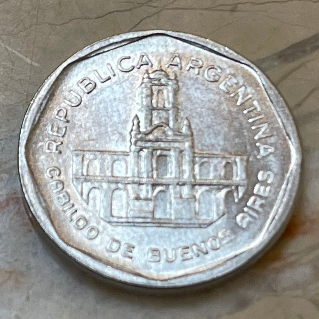 Buenos Aires City Hall 1 Austral Argentina Authentic Coin for Jewelry and Craft Making 1989