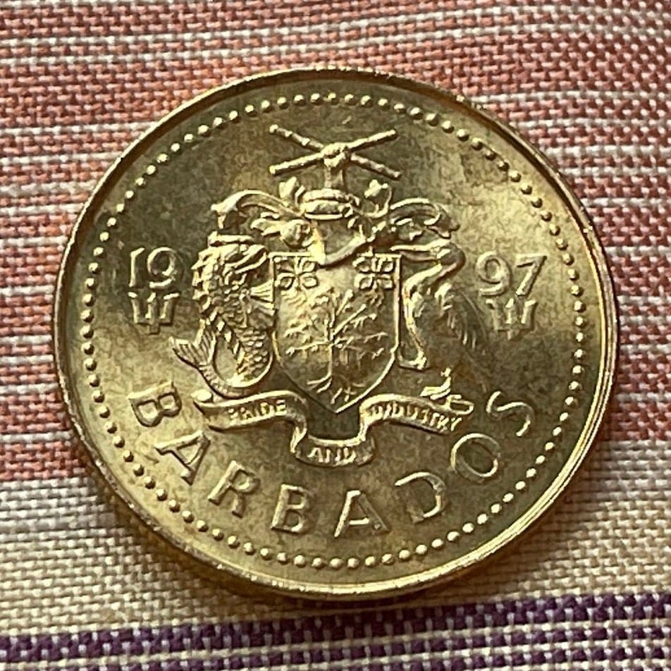 South Point Lighthouse Barbados 5 Cents Authentic Coin Money for Jewelry and Craft Making