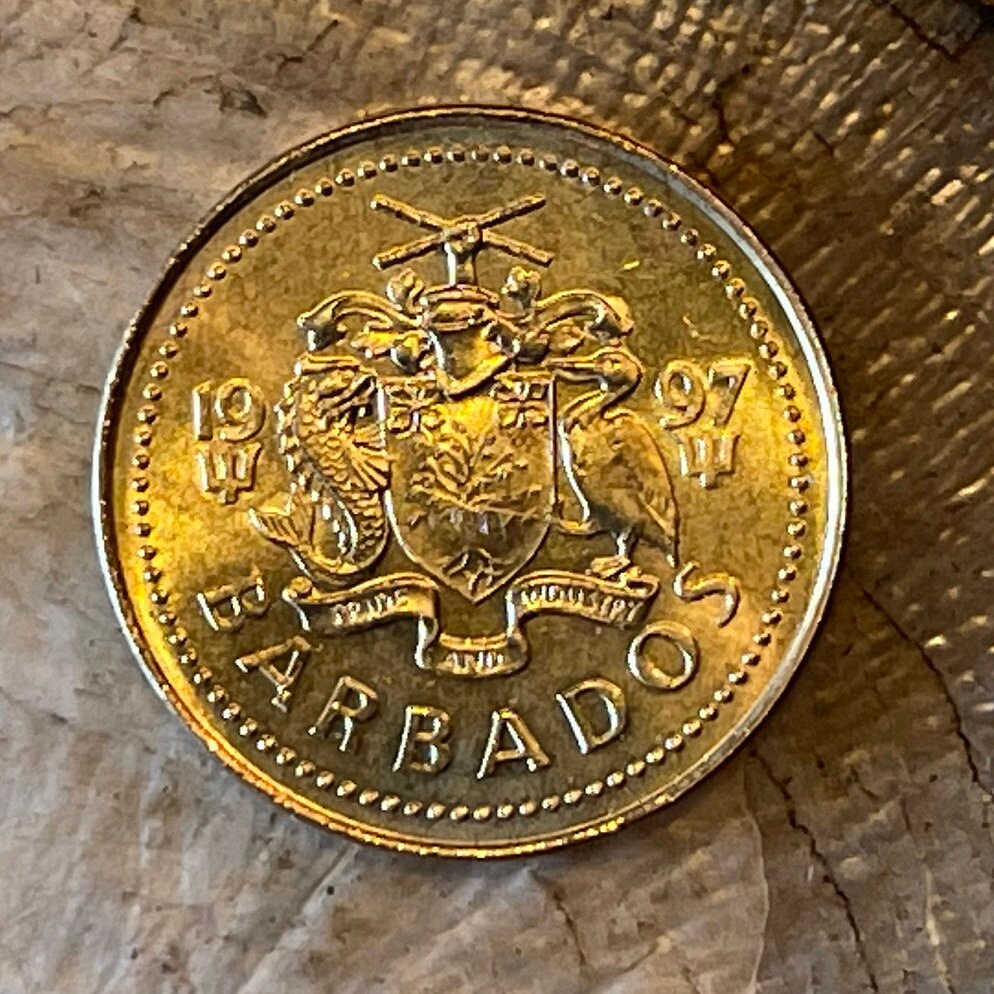 South Point Lighthouse Barbados 5 Cents Authentic Coin Money for Jewelry and Craft Making