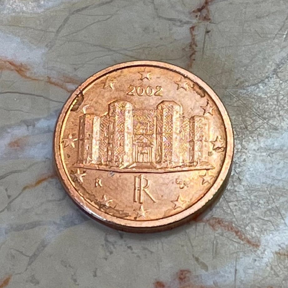 Castel del Monte Italy 1 Euro Cent Authentic Coin Money for Jewelry and Craft Making