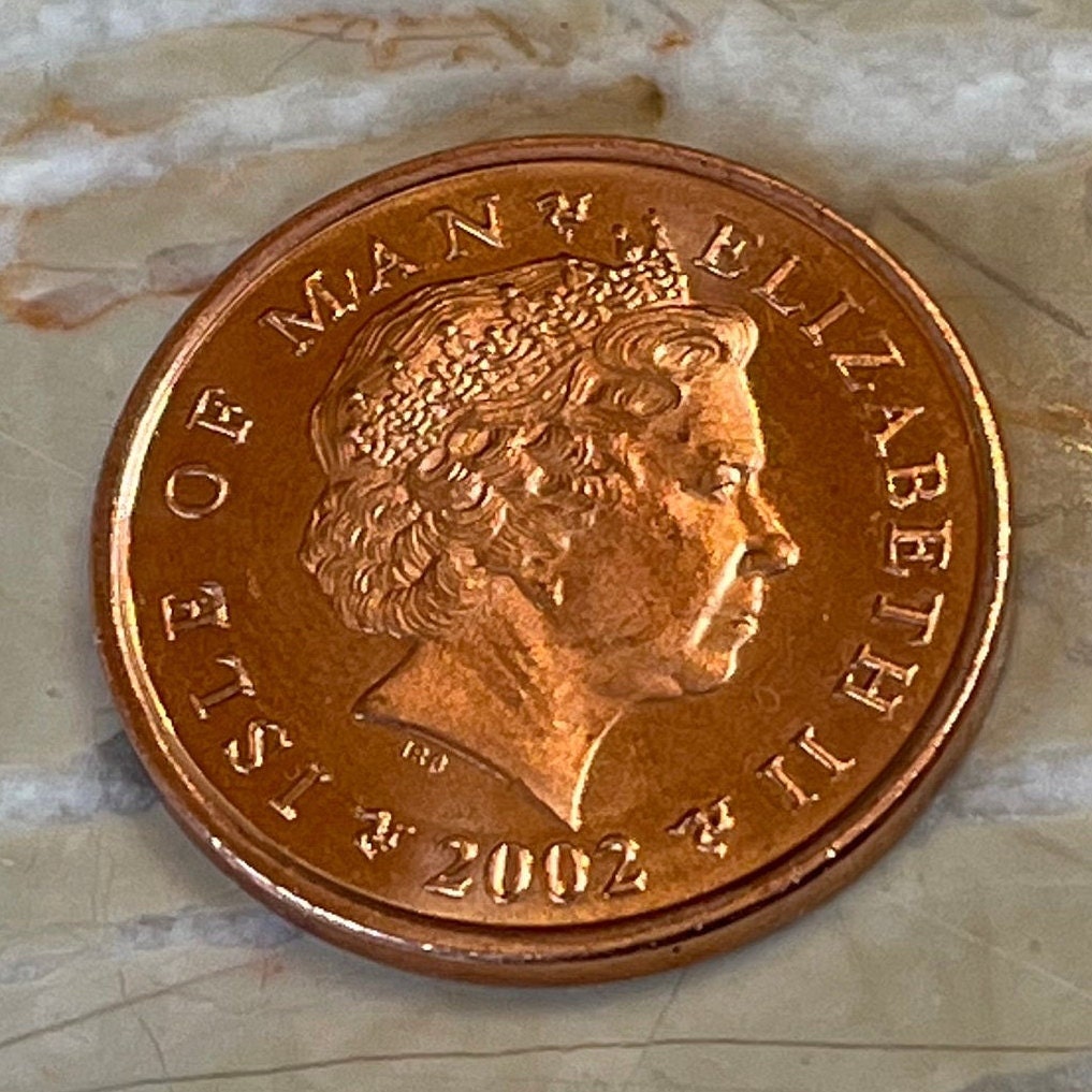 Manx Nobby Lugger Fishing Boat 2 Pence Isle of Man Authentic Coin Money for Jewelry and Craft Making