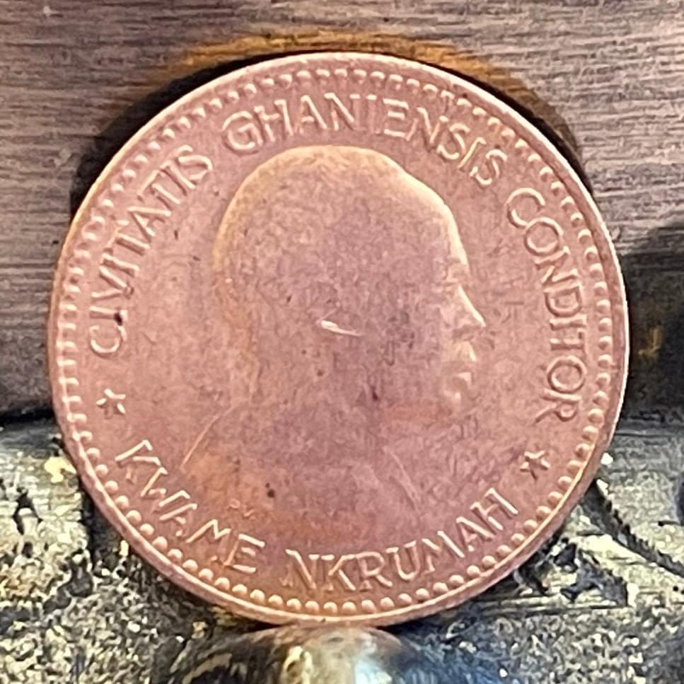 Kwame Nkrumah & Star 1/2 Penny Ghana Authentic Coin Money for Jewelry and Craft Making (Superstar)