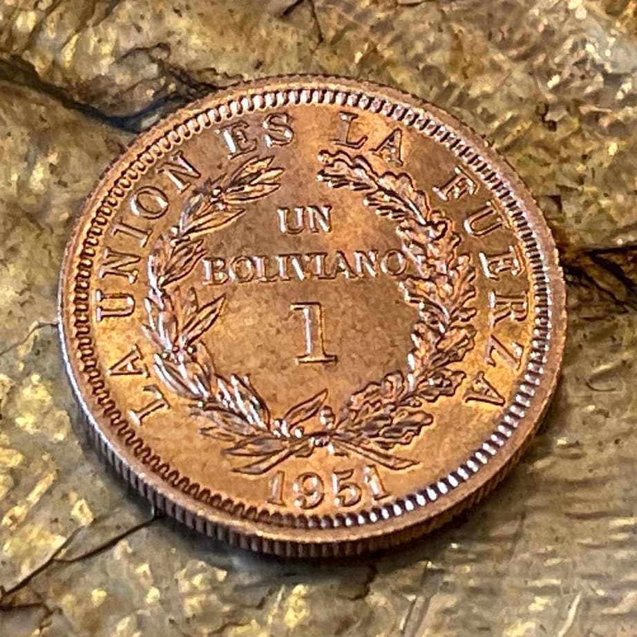 Cerro Rico de Potosi 1 Boliviano Authentic Bolivia Coin Money for Jewelry and Craft Making (Mountain that Eats Men)