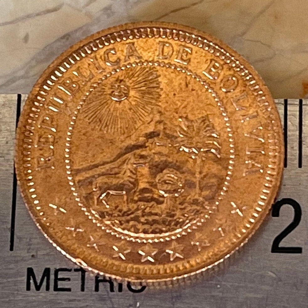 Cerro Rico de Potosi 1 Boliviano Authentic Bolivia Coin Money for Jewelry and Craft Making (Mountain that Eats Men)