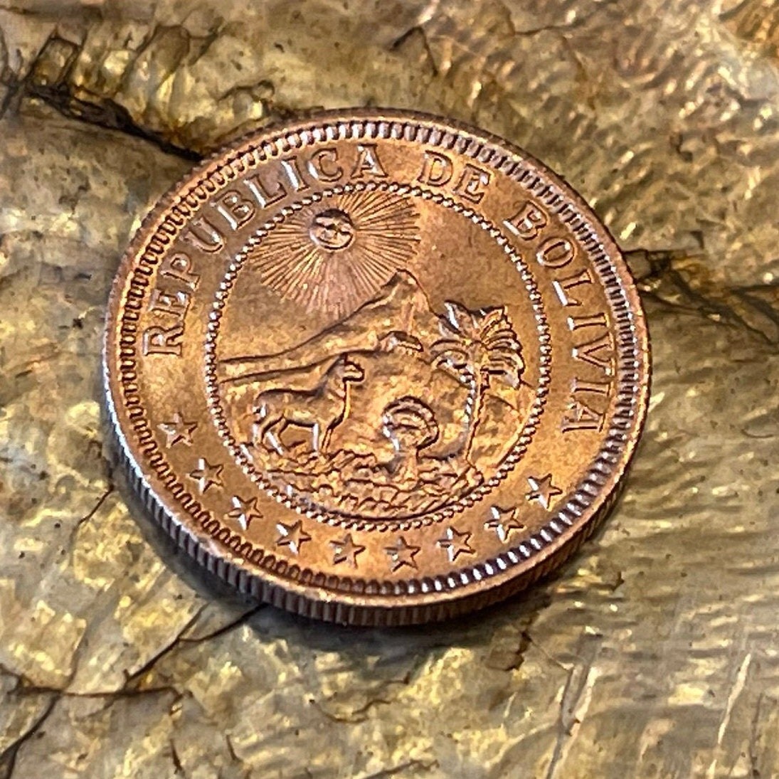 Cerro Rico de Potosi 1 Boliviano Authentic Bolivia Coin Money for Jewelry and Craft Making (Mountain that Eats Men)