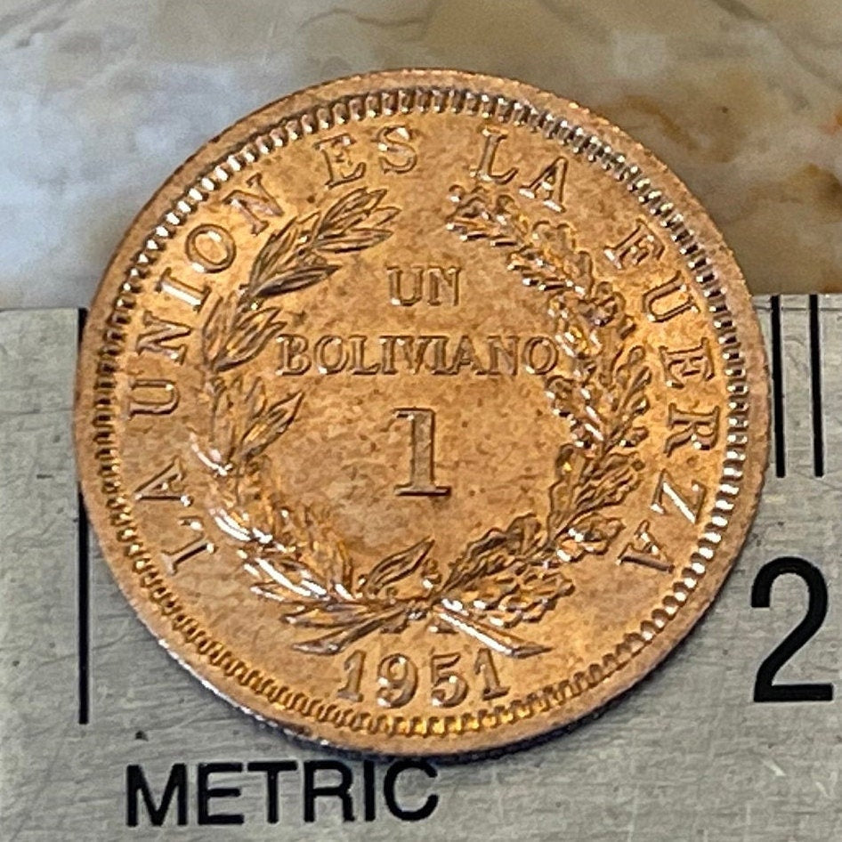 Cerro Rico de Potosi 1 Boliviano Authentic Bolivia Coin Money for Jewelry and Craft Making (Mountain that Eats Men)