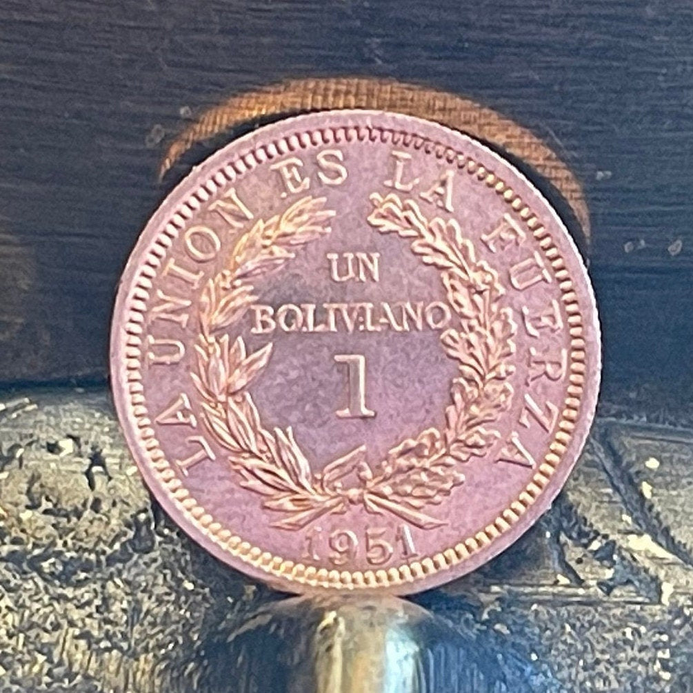 Cerro Rico de Potosi 1 Boliviano Authentic Bolivia Coin Money for Jewelry and Craft Making (Mountain that Eats Men)