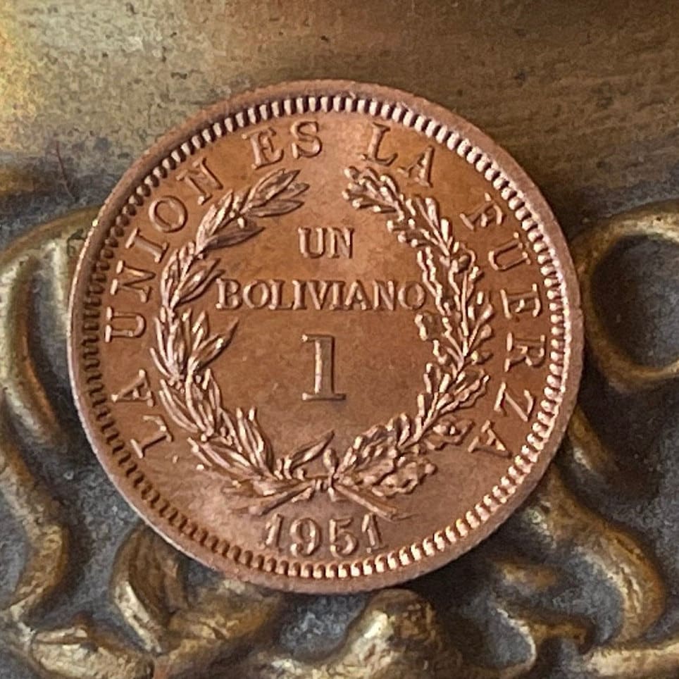 Cerro Rico de Potosi 1 Boliviano Authentic Bolivia Coin Money for Jewelry and Craft Making (Mountain that Eats Men)