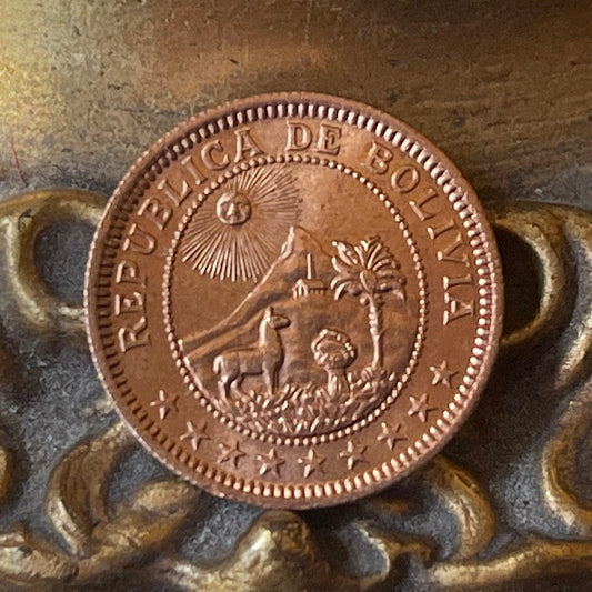 Cerro Rico de Potosi 1 Boliviano Authentic Bolivia Coin Money for Jewelry and Craft Making (Mountain that Eats Men)