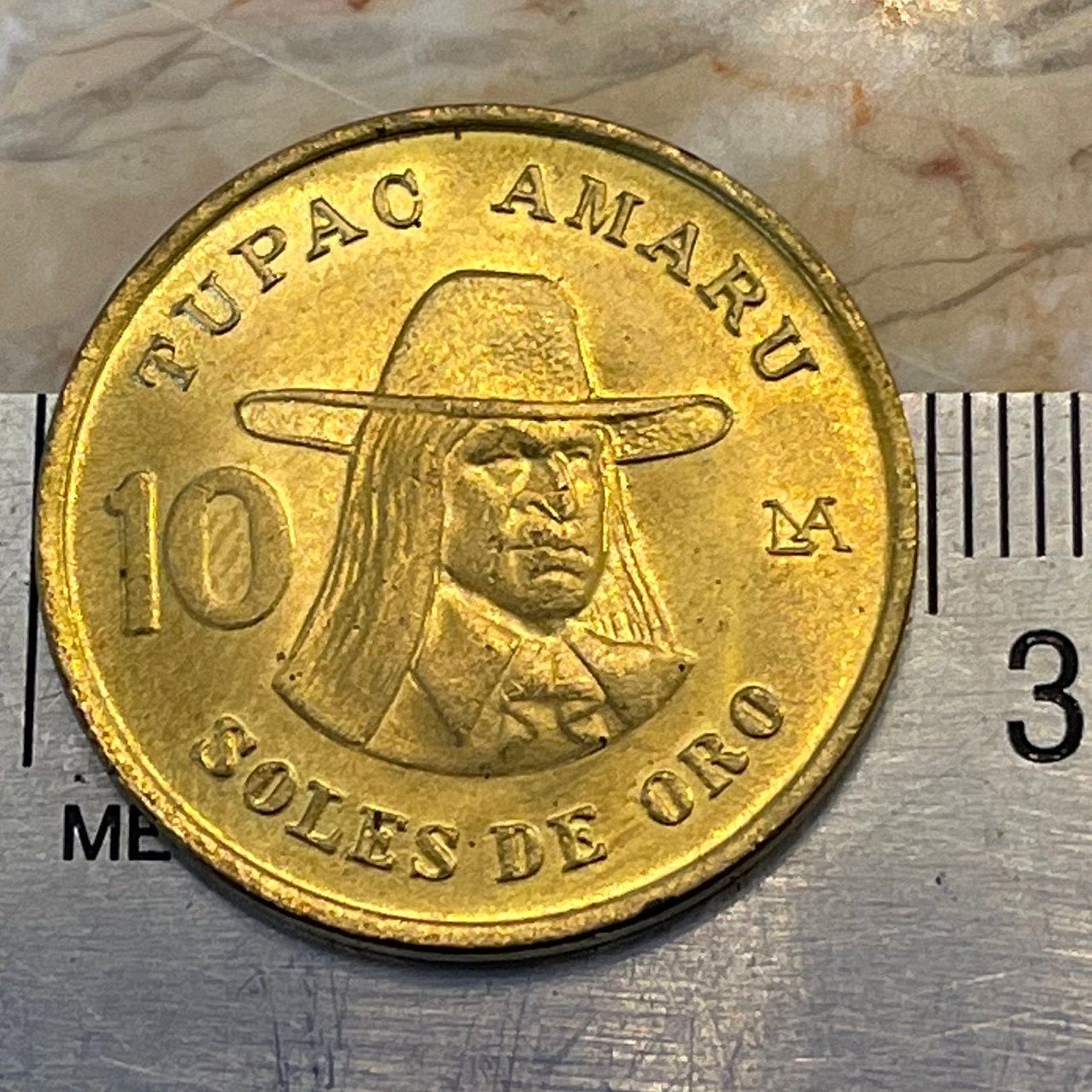Revolutionary Tupac Amaru II 10 Soles Peru Authentic Coin Money for Jewelry and Craft Making (Indigenous Leader)