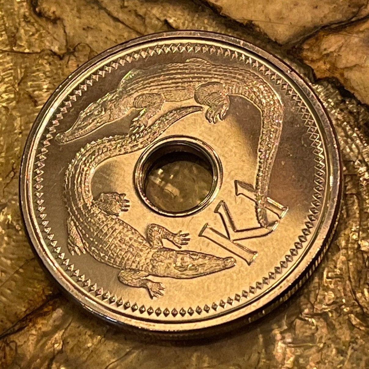 New Guinea Crocodiles 1 Kina Papua New Guinea Authentic Coin Money for Jewelry and Craft Making
