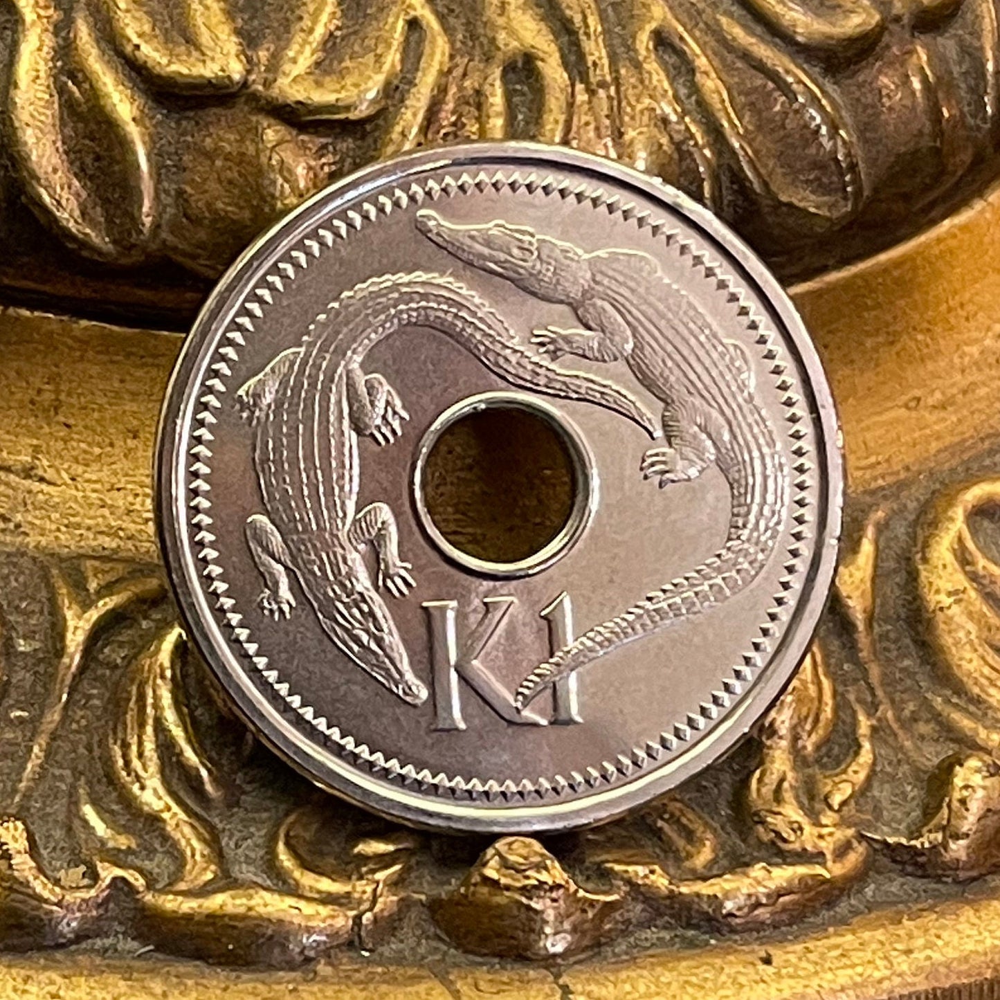 New Guinea Crocodiles 1 Kina Papua New Guinea Authentic Coin Money for Jewelry and Craft Making