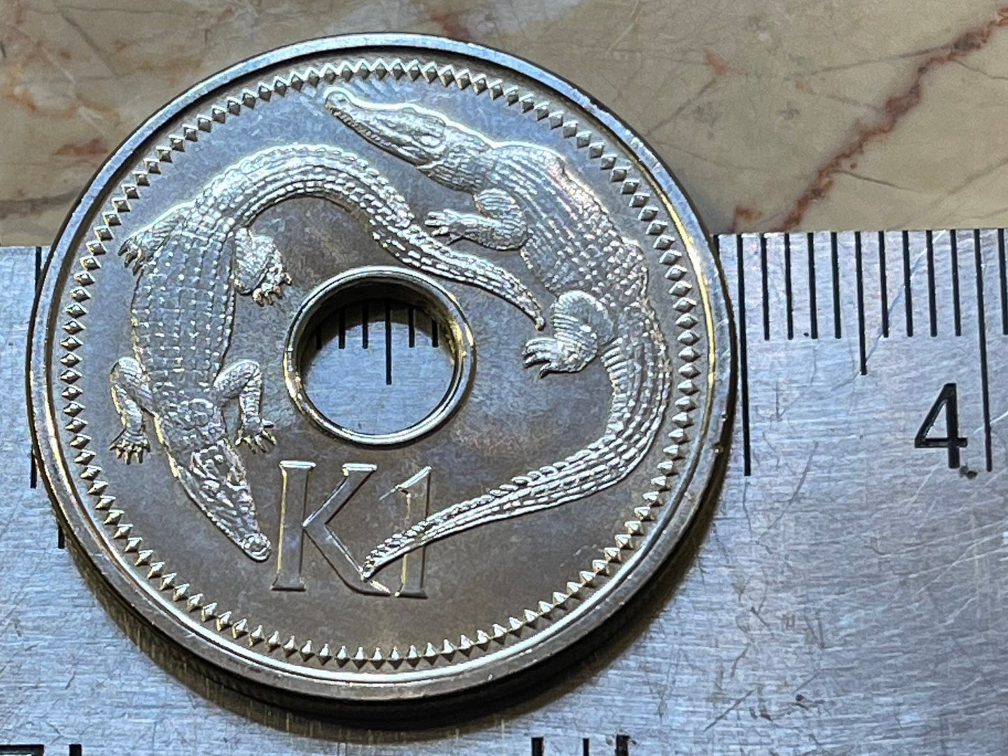 New Guinea Crocodiles 1 Kina Papua New Guinea Authentic Coin Money for Jewelry and Craft Making