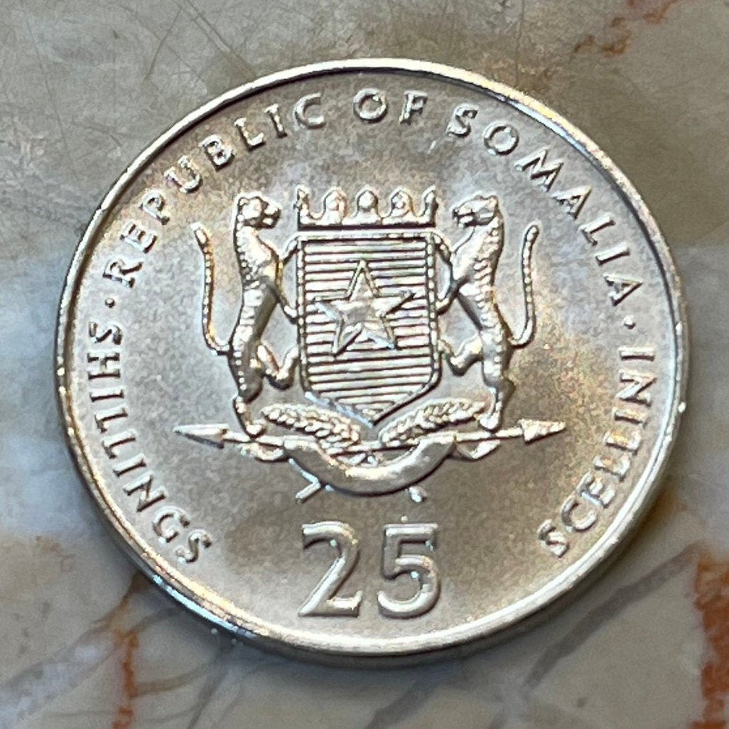 Soccer 25 Shillings Somalia Authentic Coin Money for Jewelry and Craft Making (Ocean Stars Football Team)