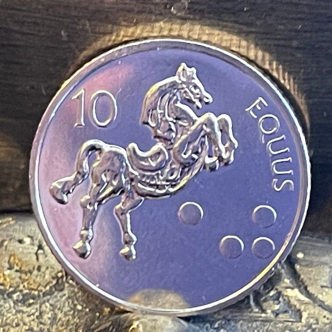 Lipizzaner Horse 10 Tolarjev Slovenia Authentic Coin Money for Jewelry and Craft Making (Equus)