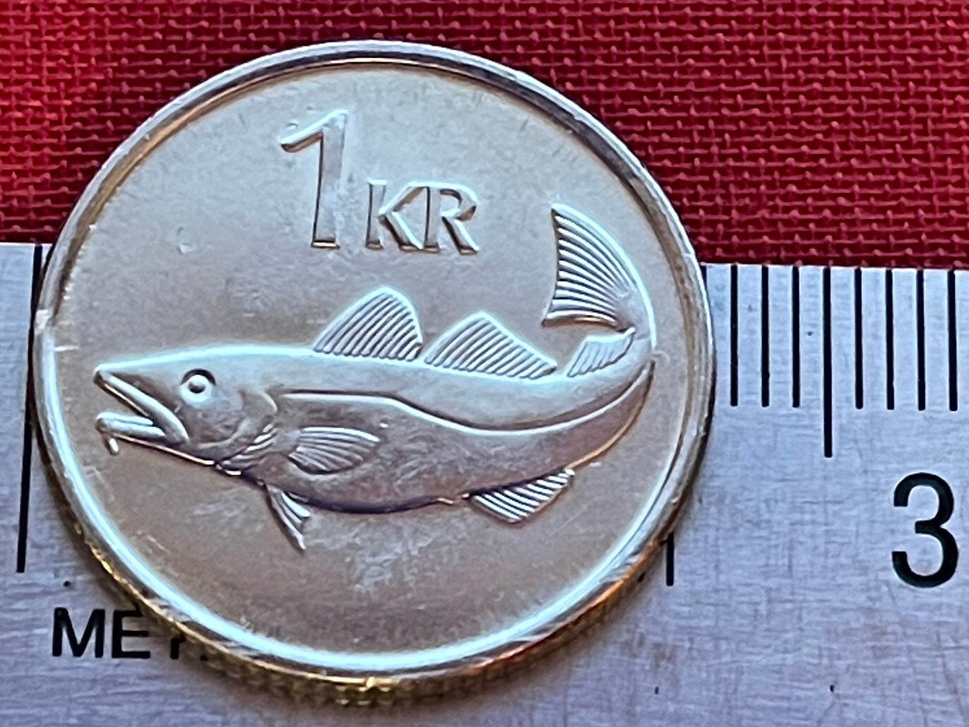 Cod Fish & Giant Bergrisi 1 Krona Iceland Authentic Coin Money for Jewelry and Craft Making