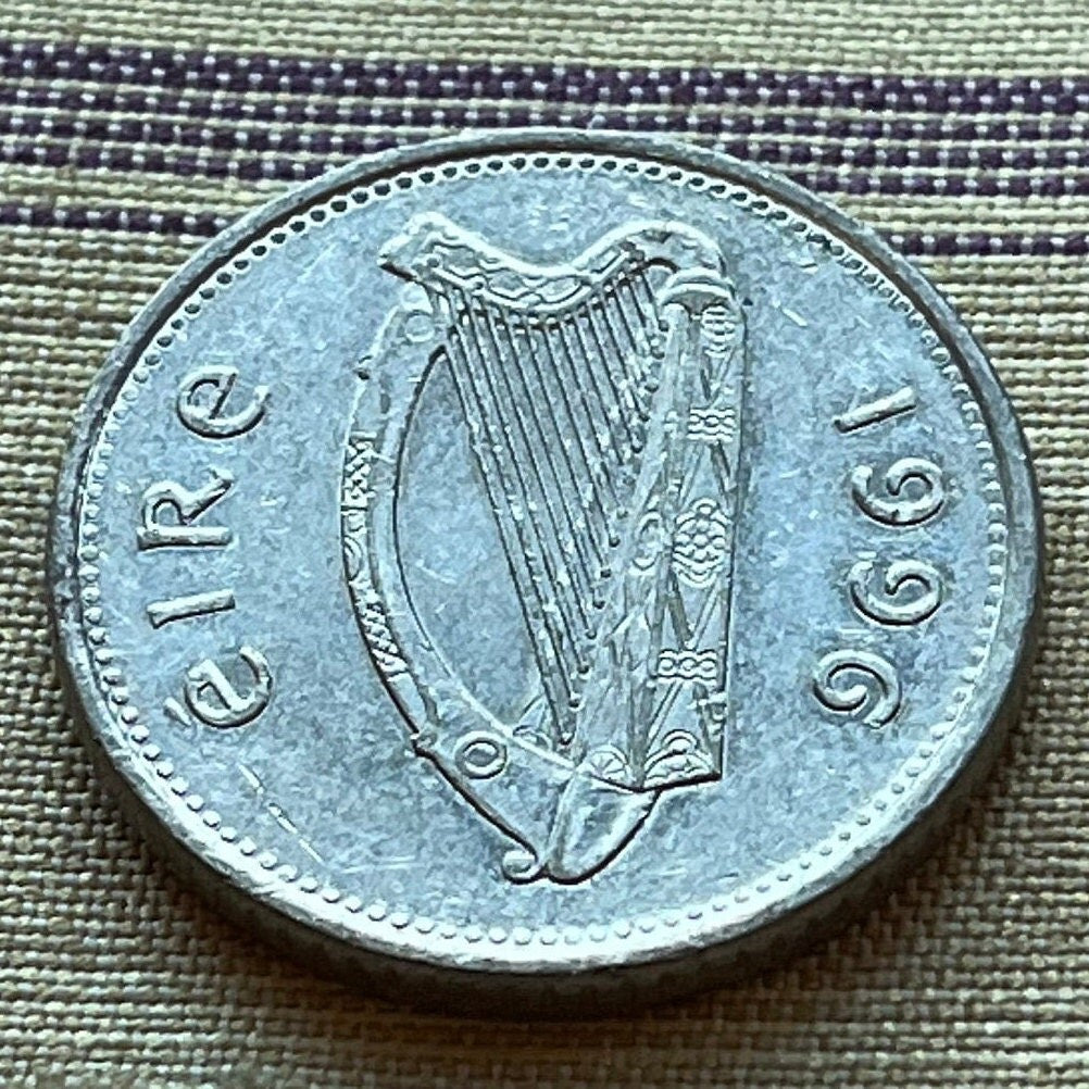Atlantic Salmon & Harp 10 Pence Ireland Authentic Coin Money for Jewelry and Craft Making