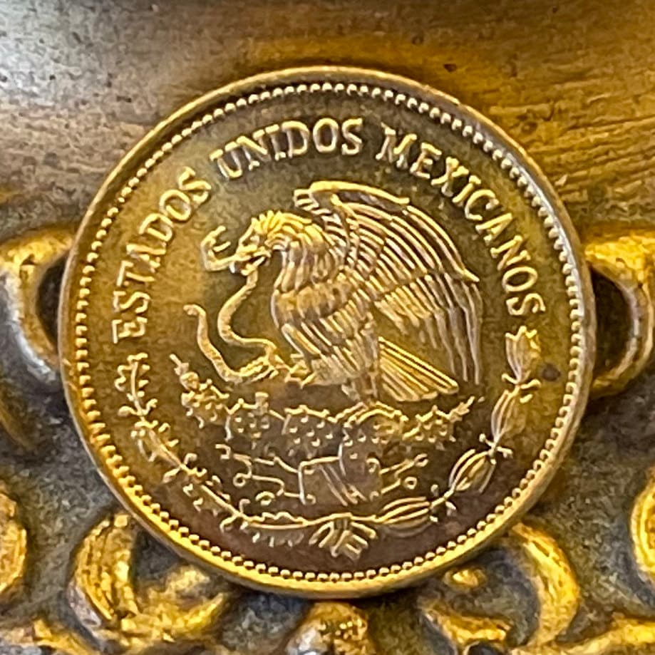 Olmec Colossal Head & Eagle with Snake 20 Centavos Mexico Authentic Coin Money for Jewelry and Craft Making (20 Millimeters)