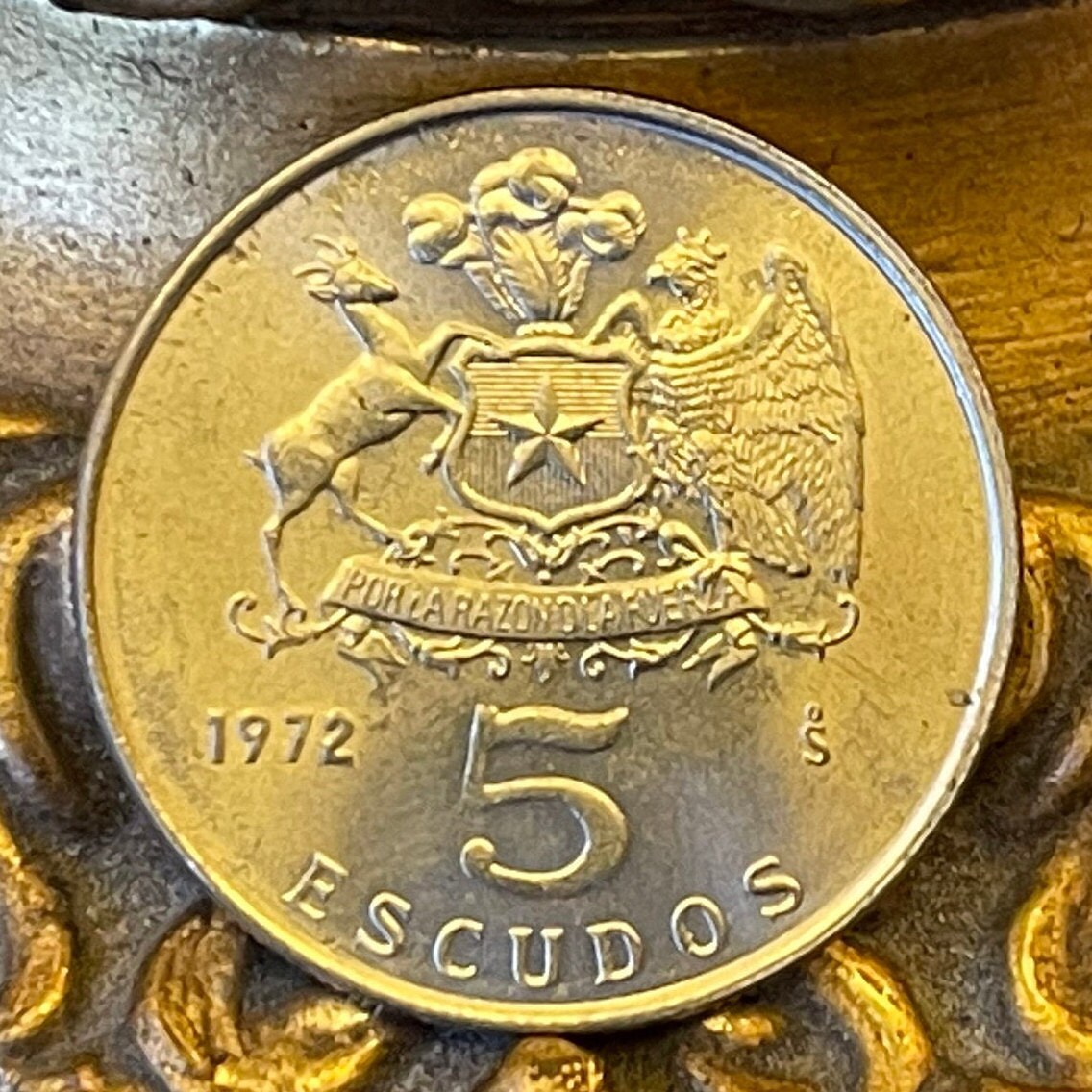 Lautaro 5 Escudos Chile Authentic Coin Money for Jewelry and Craft Making (Freedom Fighter)