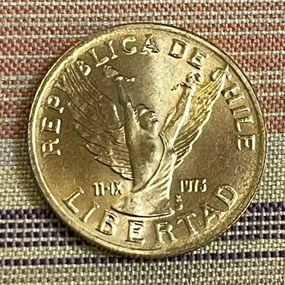 Angel of Counter-Revolution 10 Pesos Chile Authentic Coin Money for Jewelry and Craft Making (1973 Coup d'Etat)