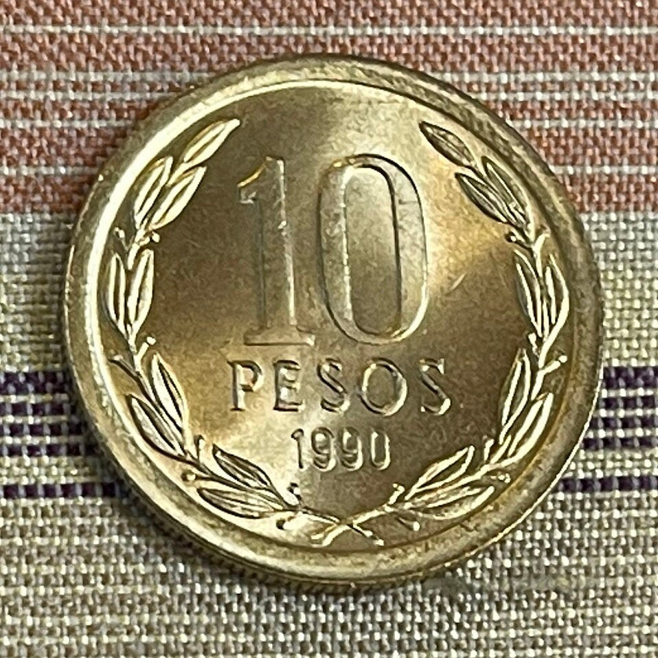 Angel of Counter-Revolution 10 Pesos Chile Authentic Coin Money for Jewelry and Craft Making (1973 Coup d'Etat)