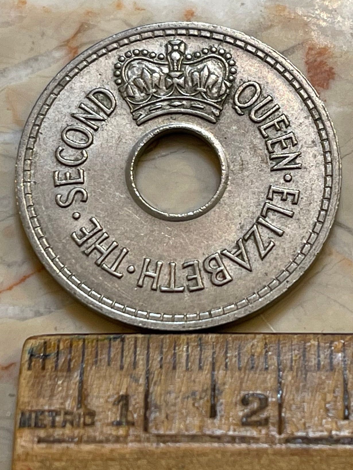 Crown Penny w/Hole Fiji 1 Penny Authentic Coin Money for Jewelry and Craft Making