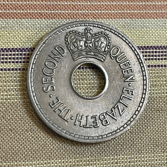 Crown Penny w/Hole Fiji 1 Penny Authentic Coin Money for Jewelry and Craft Making