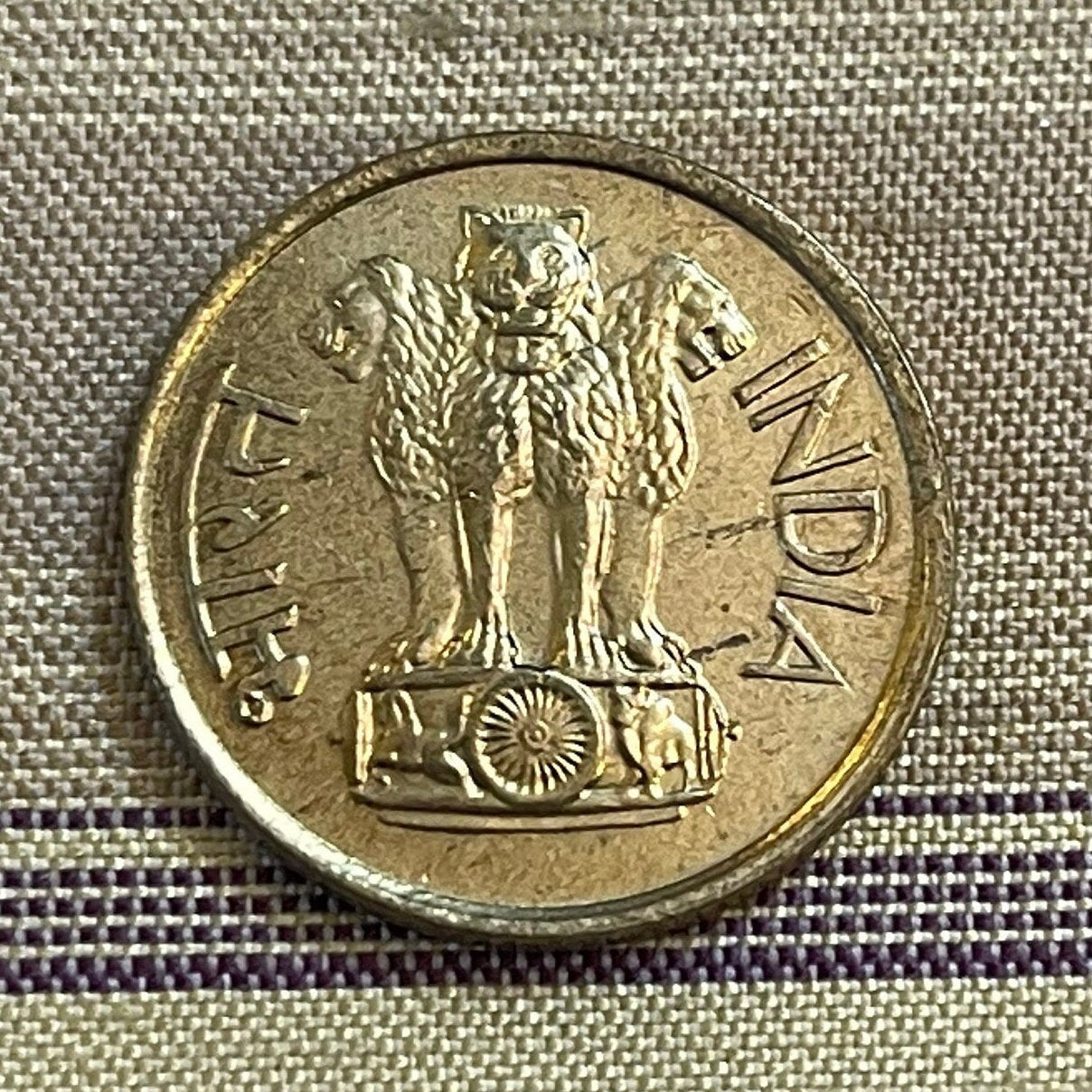 Ashoka Lion Capitol & Lotus Blossom 20 Paise India Authentic Coin Money for Jewelry and Craft Making