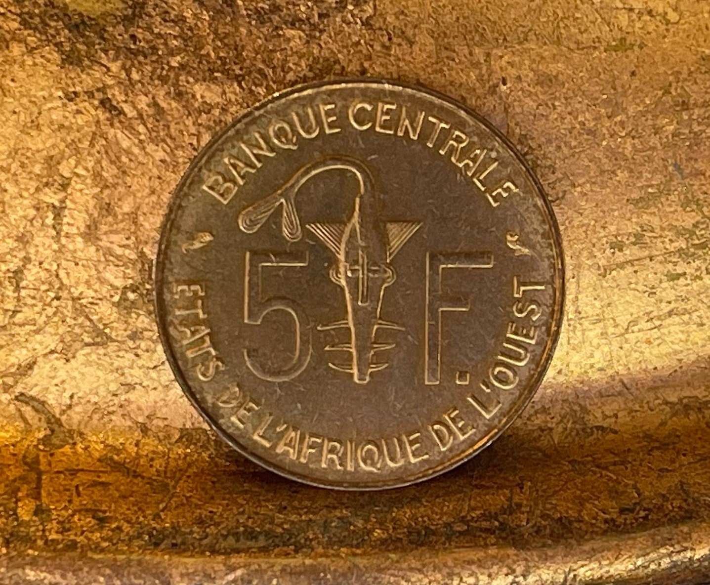 Dama Gazelle 5 CFA Francs & Akan Sawfish Goldweight West African States Authentic Coin Money 5 Francs for Jewelry and Craft Making