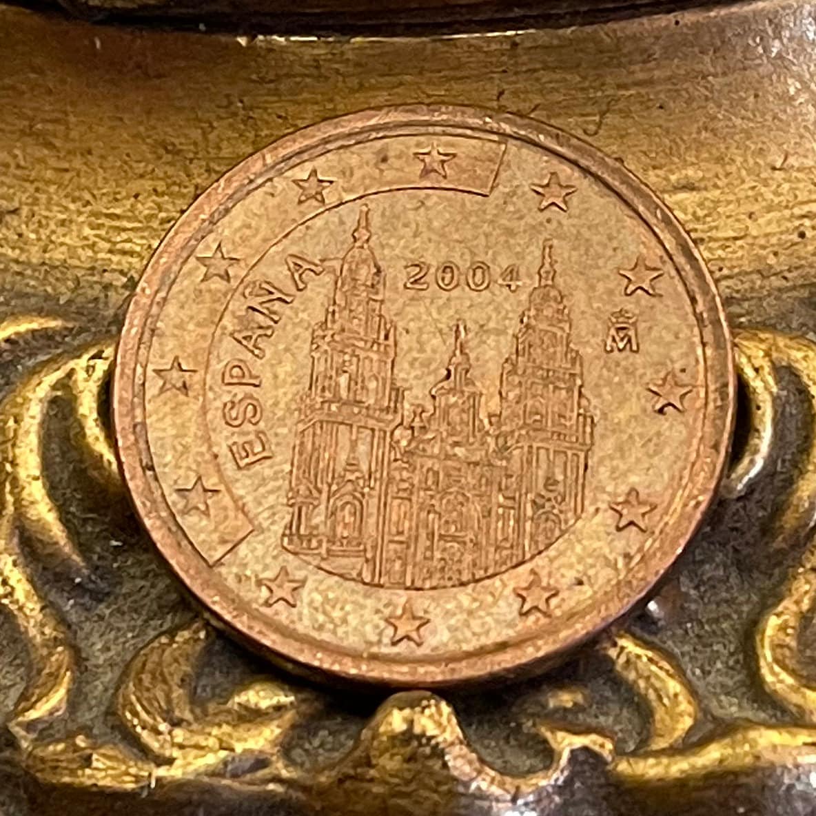 Cathedral Santiago de Compostela Spain Authentic 5 Cents Coin Money for Jewelry and Craft Making