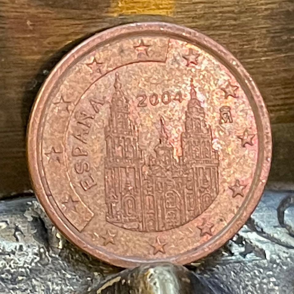 Cathedral Santiago de Compostela Spain Authentic 5 Cents Coin Money for Jewelry and Craft Making